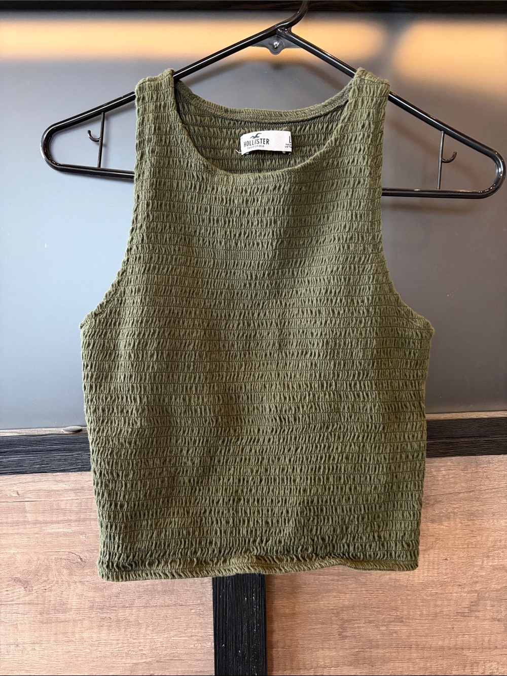 Hollister Olive Textured Cropped Tank